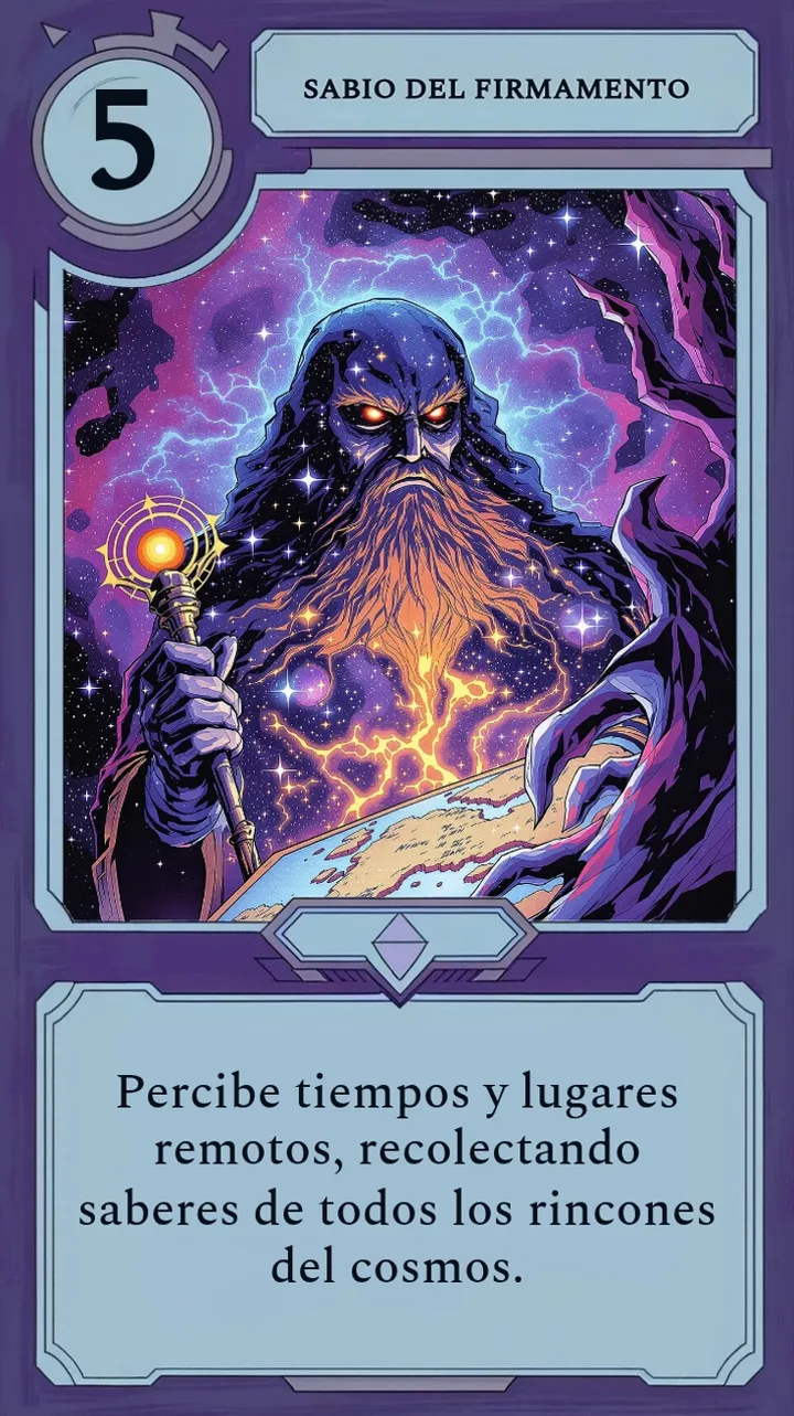 Una carta de Moonfall de un sabio astral que percibe tiempos y lugares lejanos.