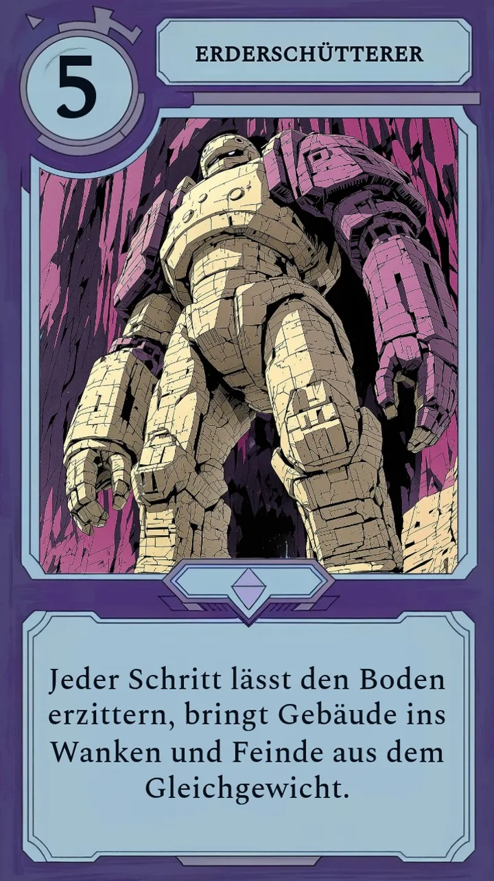 Eine Moonfall-Karte eines erdbebenden Titanen, die Manakosten und Flavortext zeigt, aber keine Angriffs- oder Lebenswerte.