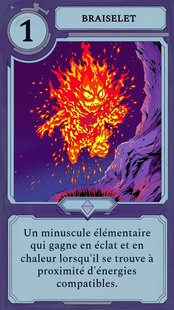 La carte Moonfall Braiselet, un minuscule élémentaire de feu.