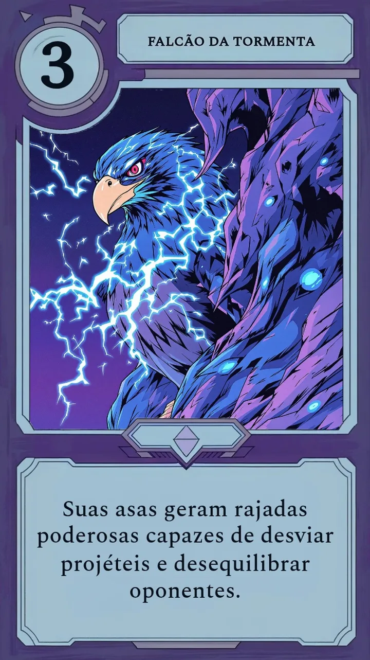 A carta de Moonfall Falcão da Tormenta, um falcão envolto em relâmpagos.