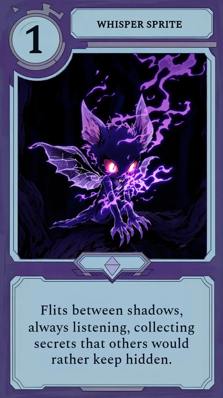 A whispering sprite of soft light drifting across a Moonfall card.