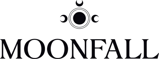 The Moonfall emblem and name in dark ink.